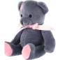 Medvěd sedící s růžovou mašlí 18cm modrý