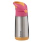 Termoska na pití s brčkem 350 ml - růžová /oranžová