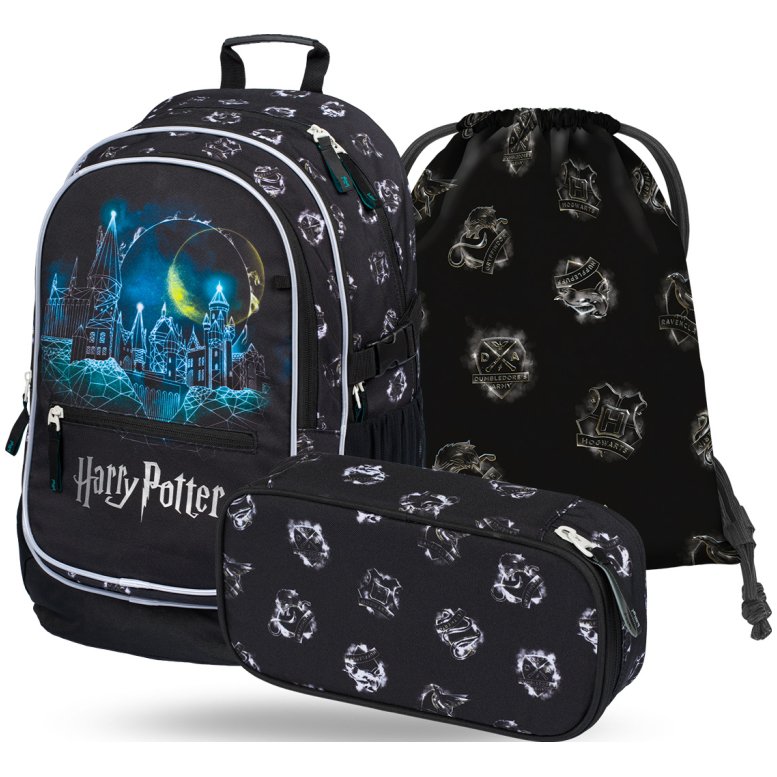 Baagl Školní set Harry Potter Bradavice batoh + penál + sáček