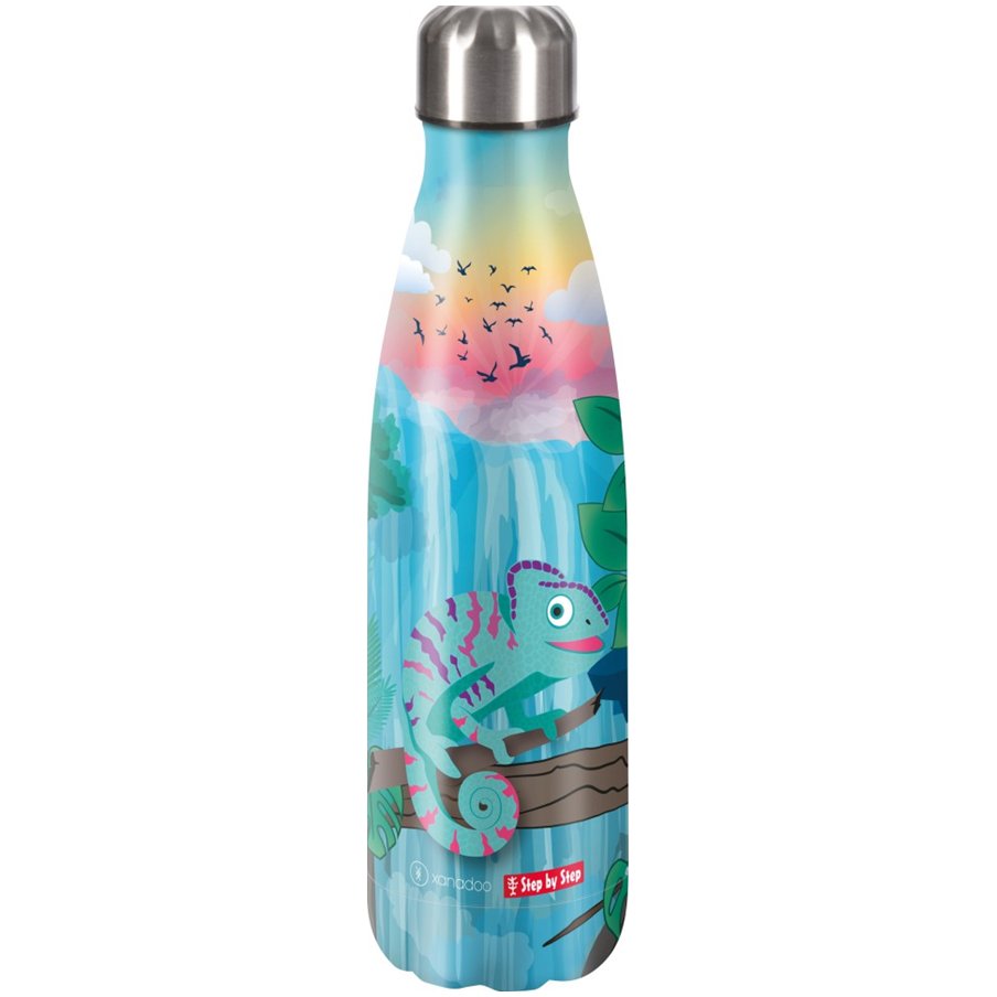 Láhev na pití z nerezové oceli 500ml Tropický chameleon