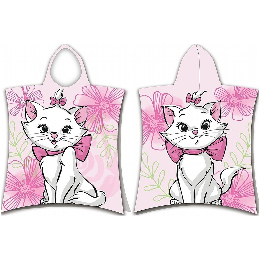 Jerry Fabrics Plážová osuška pončo Marie Cat Pink flower