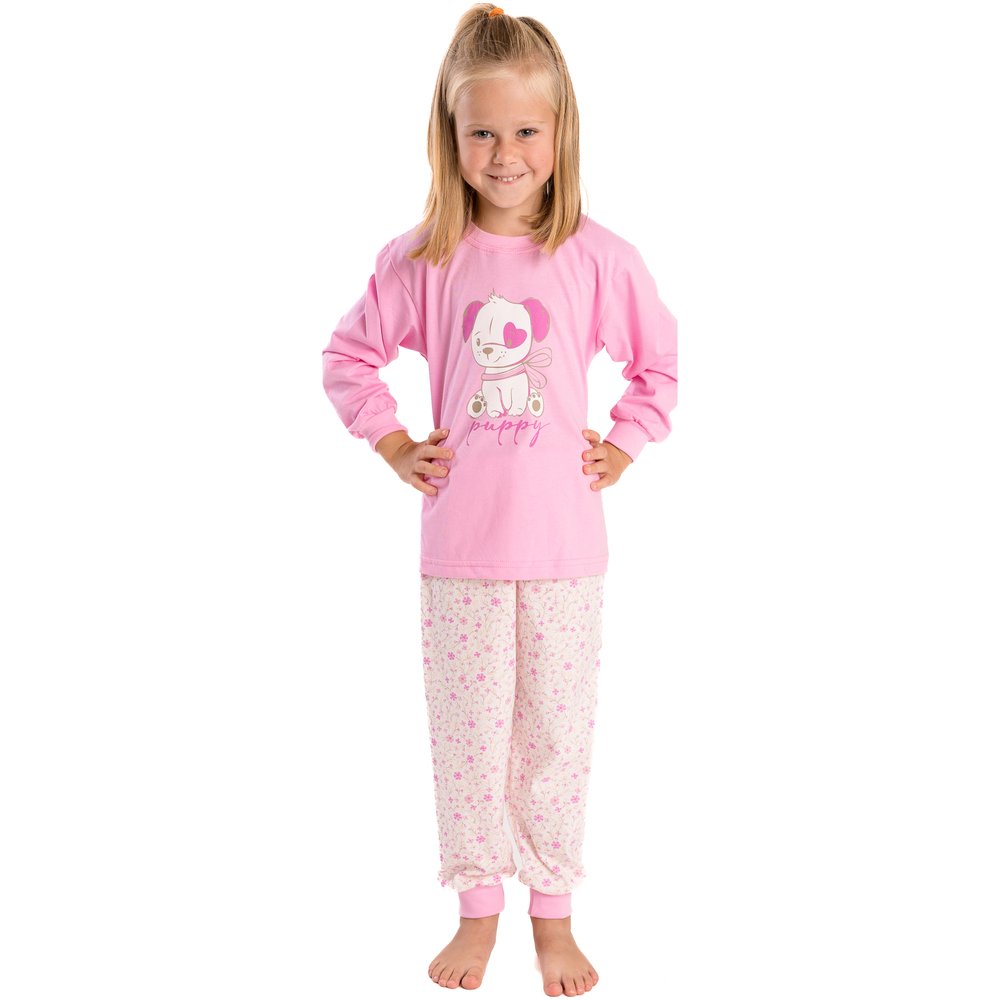 Bettymode Dětské pyžamo ŠTĚNĚ RŮ ŽOVÁ dlouhý rukáv, 1