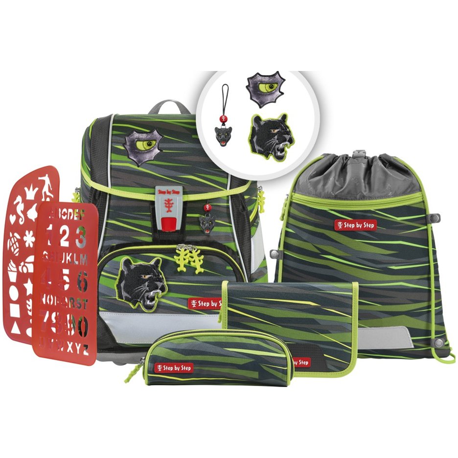 Hama Školní aktovka/batoh 2IN1 PLUS pro prvňáčky – 6dílný set, Step by Step Wild CAT Chiko