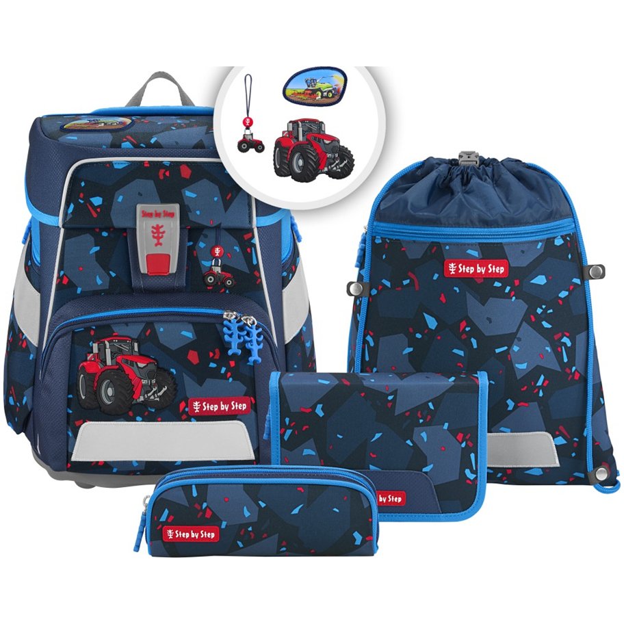 Hama Školní aktovka SPACE pro prvňáčky - 5-dílný set, Step by Step Tractor Freddy, certifikát A