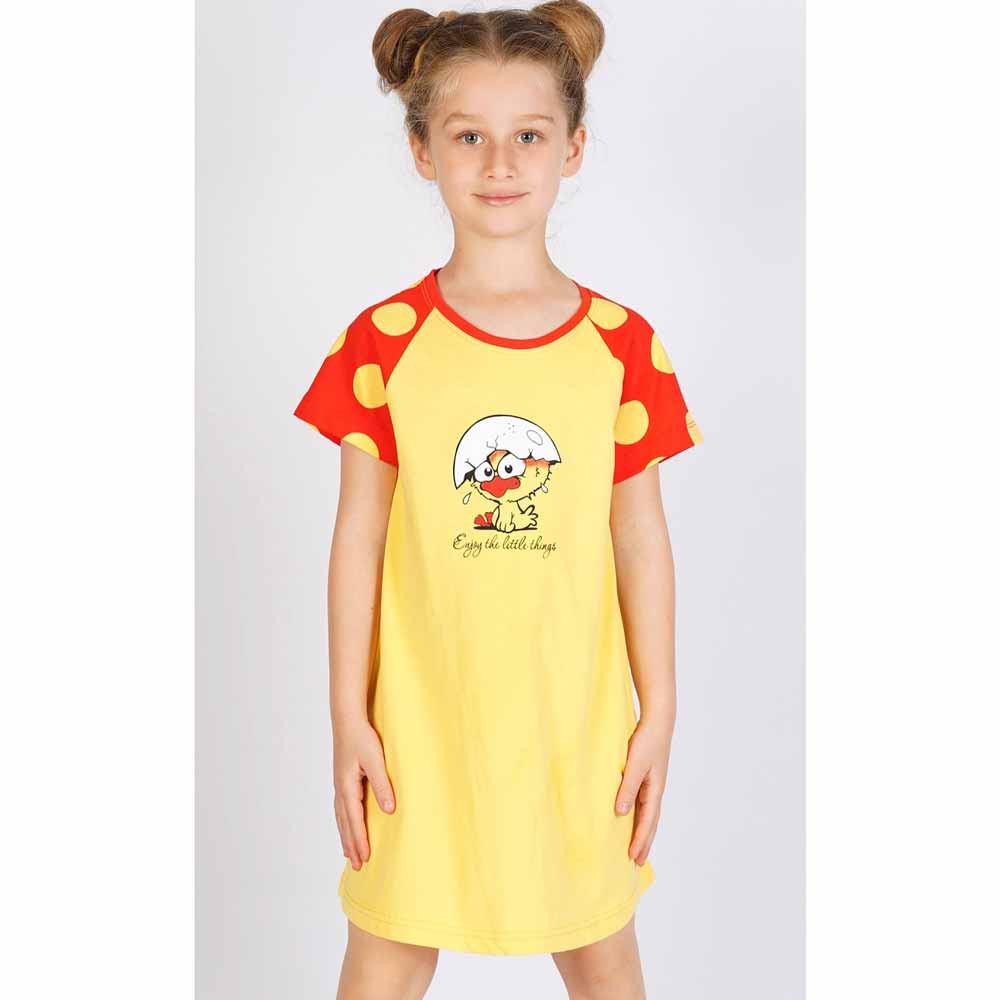Vienetta Dětská noční košile s krátkým rukávem Malé kuře žlutá, 1