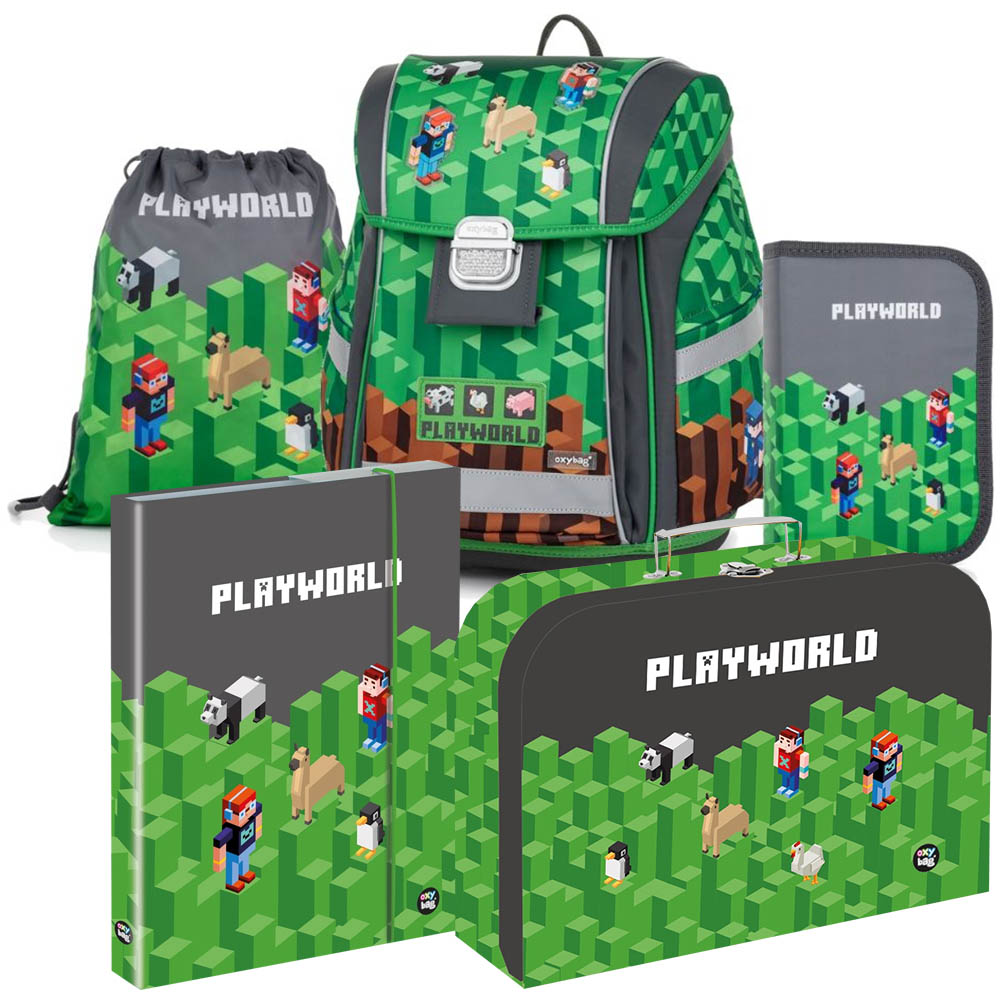 Karton P+P Školní aktovka pro prvňáčka Oxybag PREMIUM LIGHT Playworld 5dílný set