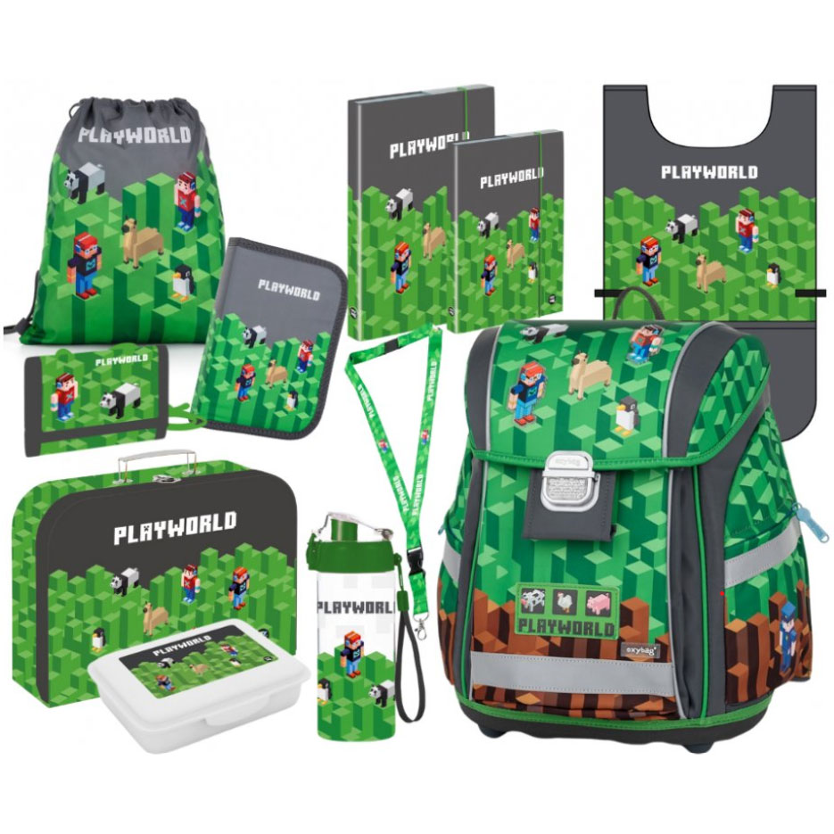 Karton P+P Školní aktovka pro prvňáčka Oxybag PREMIUM LIGHT Playworld 11dílný set