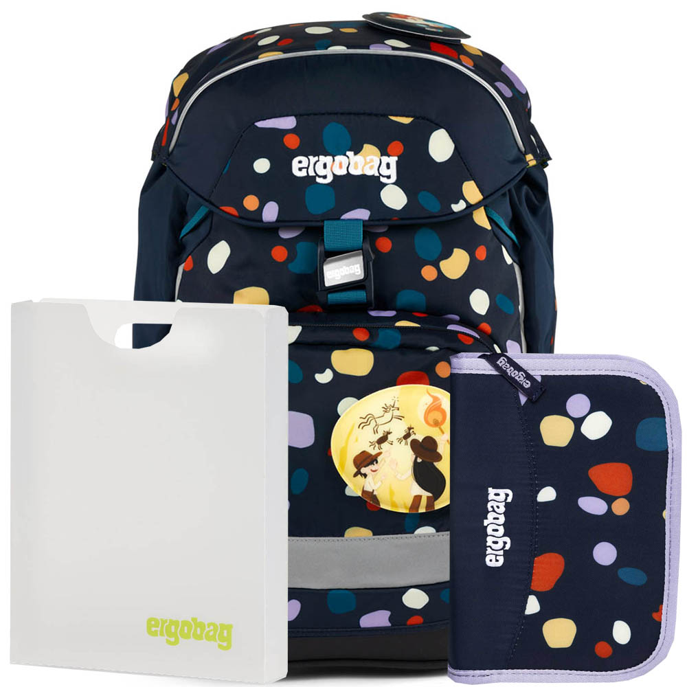 Ergobag Školní taška pro prvňáčka Prime Mosaic SET batoh+penál+desky