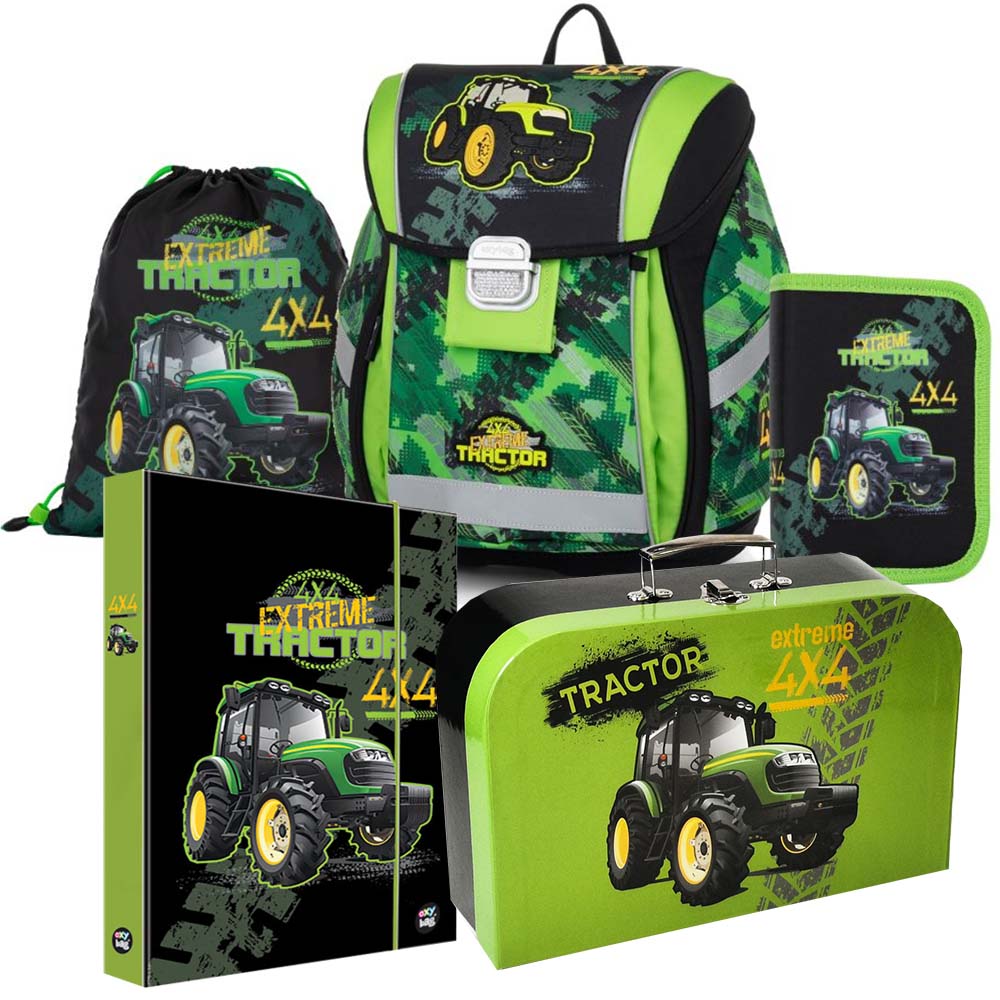 Karton P+P Aktovka pro prvňáčky Oxybag PREMIUM LIGHT Traktor 5dílný set