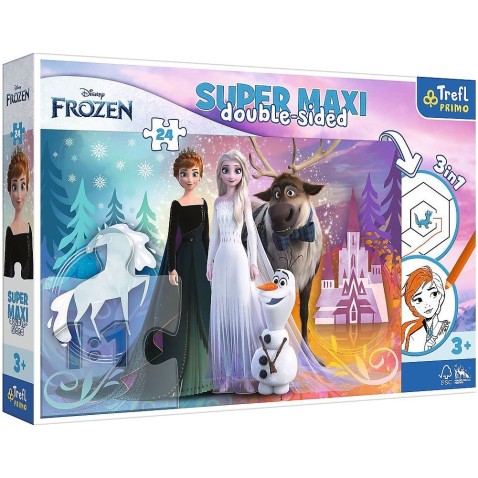 Trefl Puzzle 3v1 maxi oboustranné 24 dílků Šťastná země Ledové království/Frozen