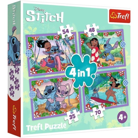 Puzzle 4v1 Bláznivý den Lilo&Stitch