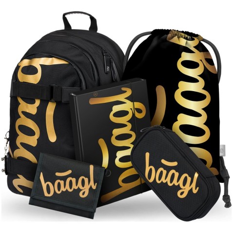 Školní batoh Baagl Skate Gold, 5 dílný set