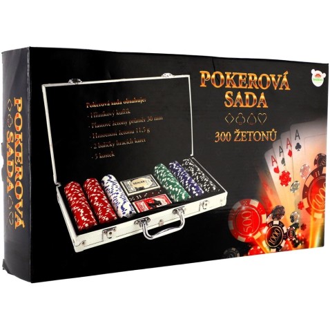 Poker sada 300ks + karty + kostky v hliníkovém kufříku