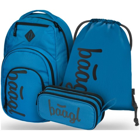 Studentský batoh Baagl Coolmate Ocean Blue, 3 dílný set