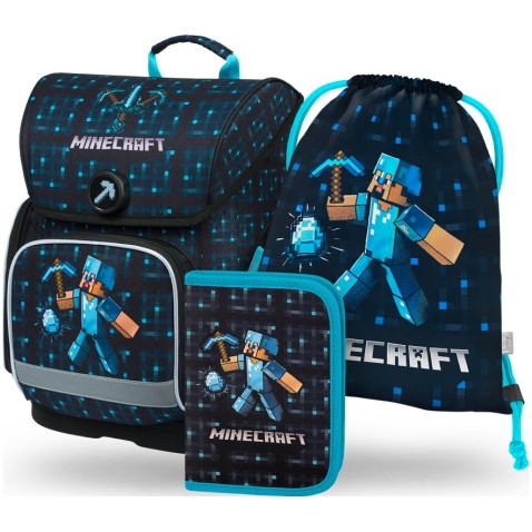 Aktovka Minecraft Baagl Ergo Blue - set