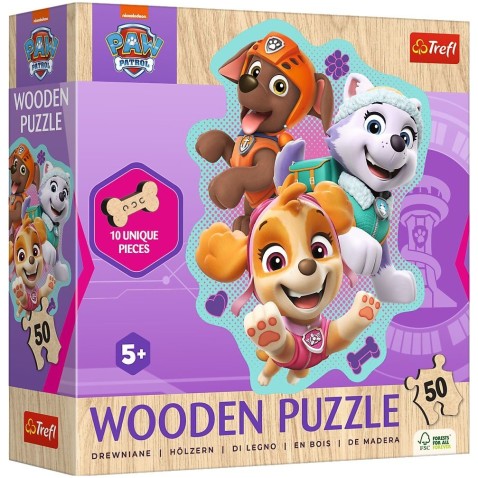 Puzzle dřevěné nepravidelné tvary Tlapková patrola/Paw Patrol 50 dílků