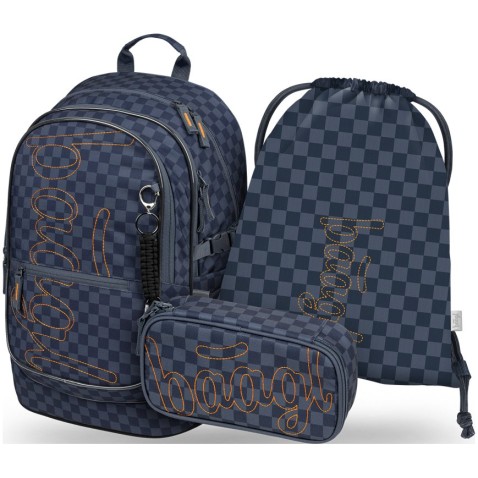Školní batoh pro 2. stupeň BAAGL Core Ska modrý set