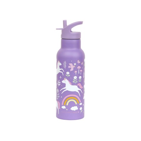 A Little Lovely Company - nerezová lahev na pití, 500 ml - jednorožci a duha