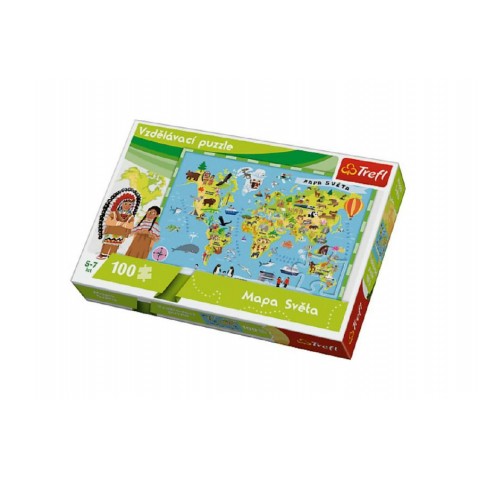 Vzdělávací puzzle mapa světa 100 dílků 60x40cm