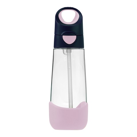 Láhev na pití s brčkem 600 ml - indigo/růžová