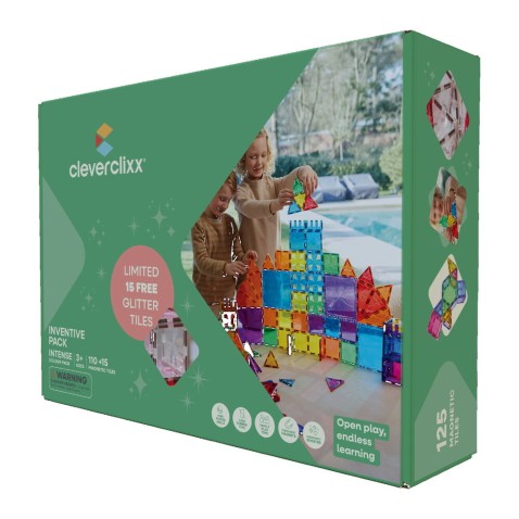 Cleverclixx – Magnetická stavebnice Inventive Pack Intense – 110 ks + 15 ks zdarma
