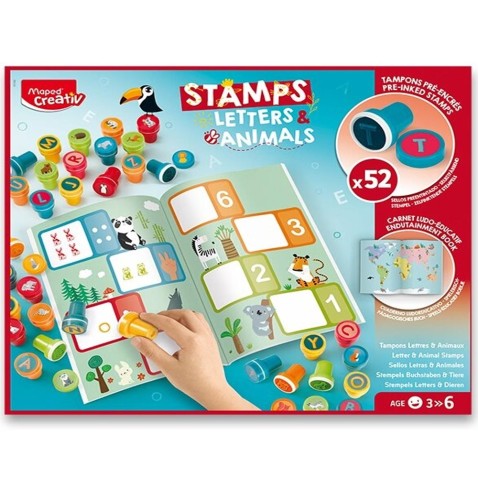 Kreativní sada Maped creativ Stamps Alphabet & Animals 52 ks razítek