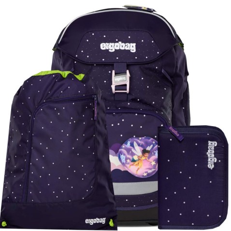 Školní batoh pro prvňáčky Ergobag Prime Heaven reflexní, SET batoh+penál+vak