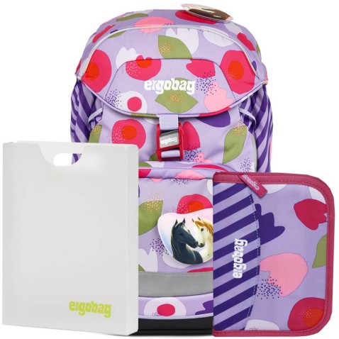 Školní batoh pro prvňáčky Ergobag Prime Flower SET batoh+penál+desky
