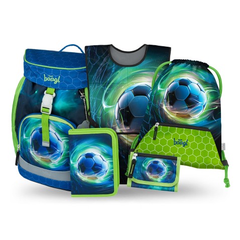 Školní batoh Baagl Airy Fotbal Míč - 5dílný set