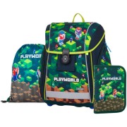 Aktovka pro prvňáčky Oxybag PREMIUM LIGHT Playworld 25, 3dílný set