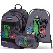 Školní batoh pro 2. stupeň Baagl Skate Minecraft TNT 3dílný set
