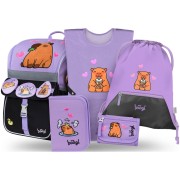 Aktovka pro prvňáky Baagl Zippy Kapybara 5 dílný set