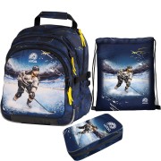 Školní batoh pro prvňáčky Ulitaa Hokej, 3dílný set penál velký
