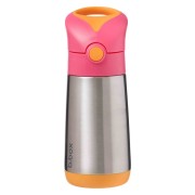 Termoska na pití s brčkem 350 ml - růžová /oranžová