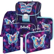 Škoní aktovka Oxybag Premium Motýl fialový - 5dílný set