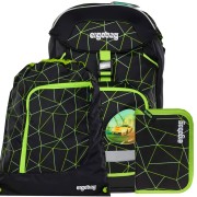 Batoh pro prvňáčky Ergobag Prime Fluo Race, SET batoh+penál+vak