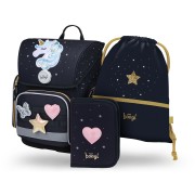 Aktovka Baagl Ergo Unicorn Gold - 3dílný set